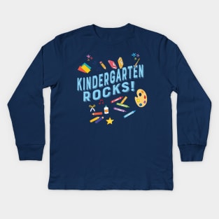 Kindergarten Rocks! Funny Kinder Pre-K Teacher Gifts Kids Long Sleeve T-Shirt